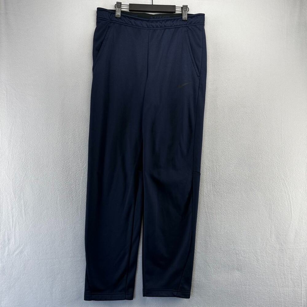 Nike Sweatpants men's Medium Blue Navy Therma FIT Open Hem Fitness Pants Workout